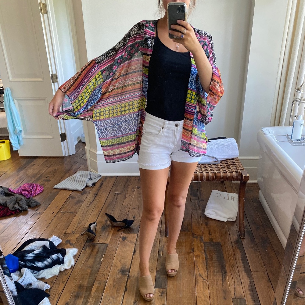 Multi colored shear Kimono